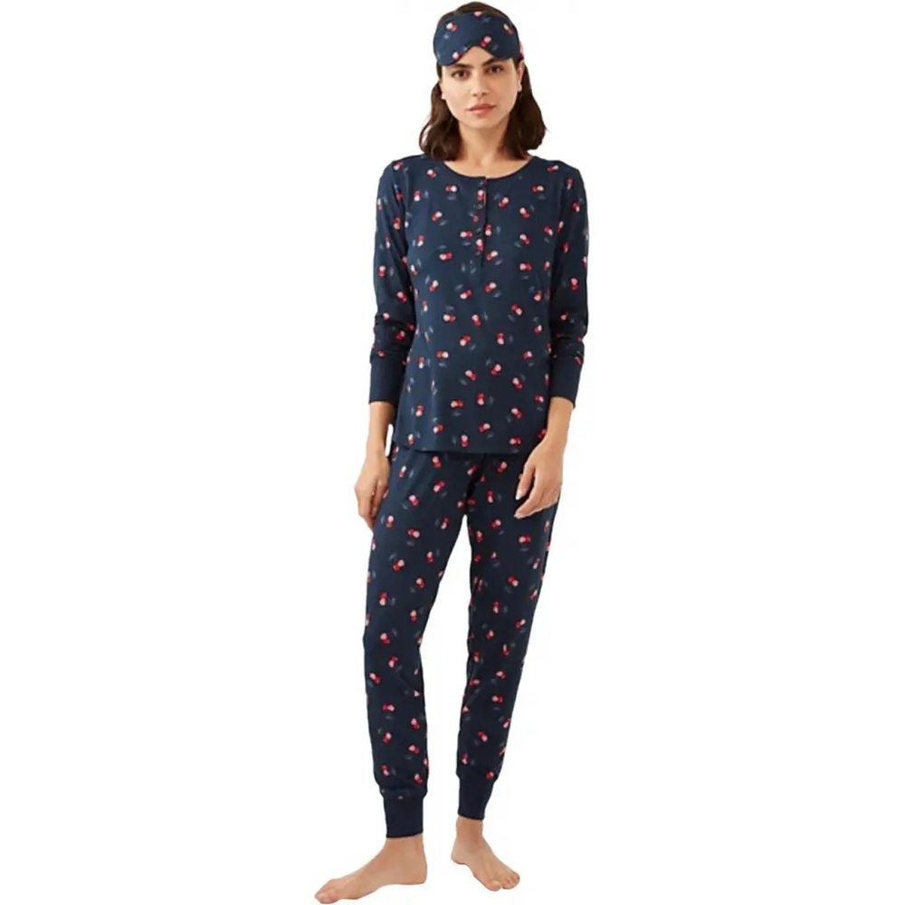 NWT Kate Spade navy blue cherry printed pj set